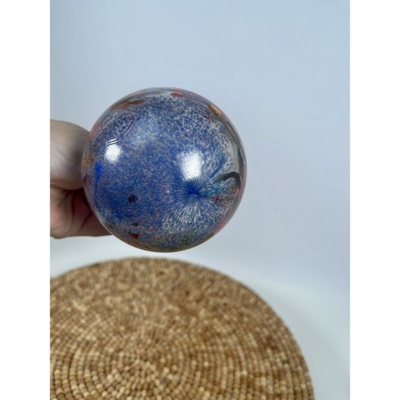 Glass Hand Blown Decorative Art Glass Ornament Multi-Color Swirls 3.5" - Picture 8 of 16